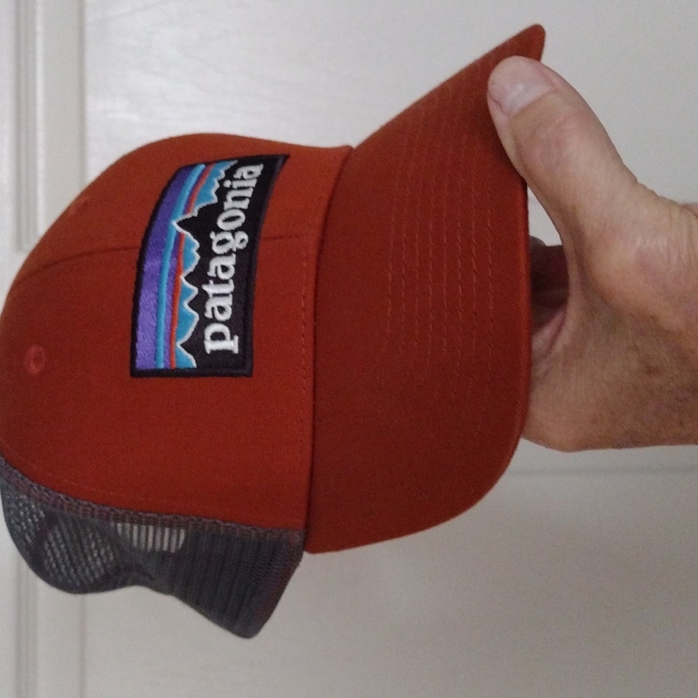 Patagonia trucker hat. Rust color and gray